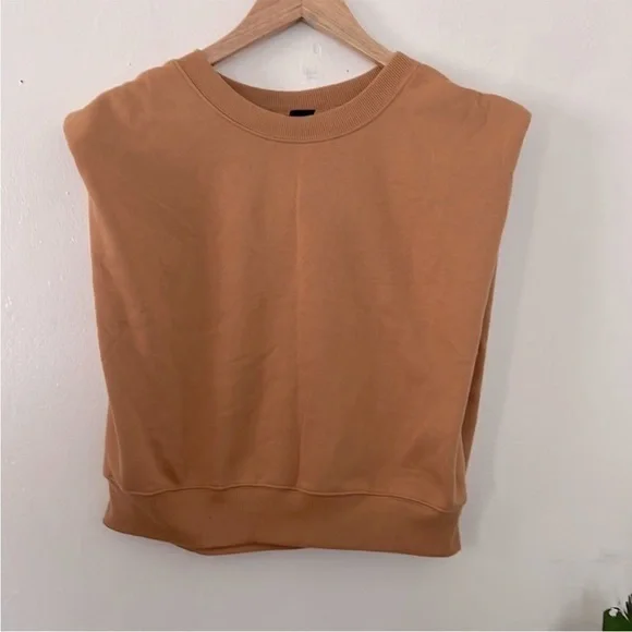 Wild Fable Yellow Mustard Sleeveless Cutoff Sweatshirt Pullover Size XL NWT - Picture 2 of 7
